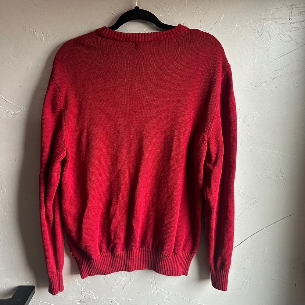 Dockers Polar Bear Fair Isle Sweater Red Ski Nordic Winter Knit Cozy Pullover M - Picture 2 of 11